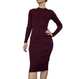 Aritzia Babaton Dumas Long Sleeve Maroon Midi Sweater Dress